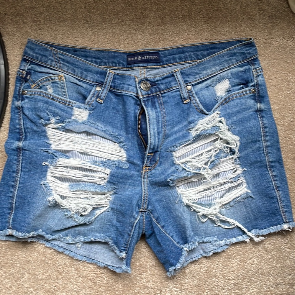 Rock and republic, distressed, jean shorts, size 14